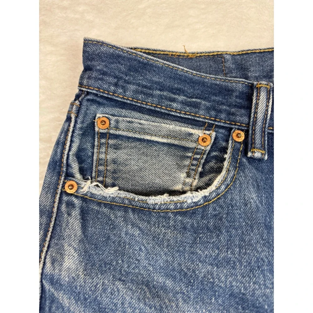 Levis 501 Original Fit Mens 36x40 Jeans Blue Grungy Washed Denim HighLow Fade